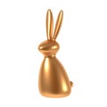 Golden rabbit isolated on white background. 3d render Christmas decorations.
